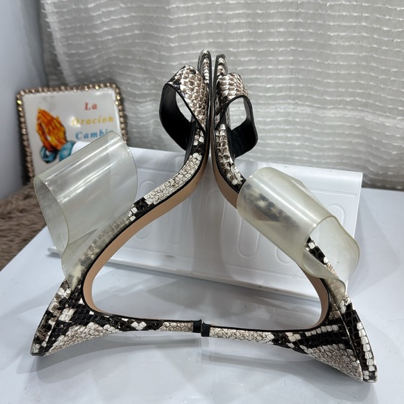 (N8) Steve Madden Snake print heels with clear criss-cross straps, Sz 9.5 women - Picture 10 of 12